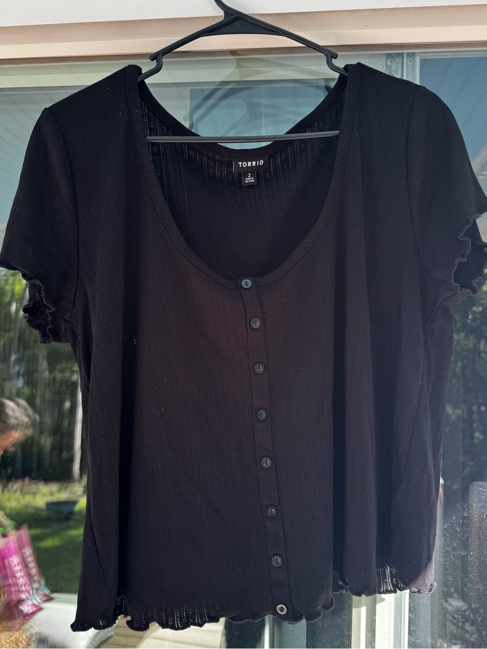 torrid Black Ribbed Button-Front Crop Top